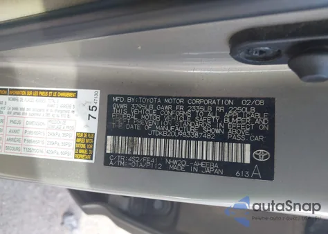 2008 Toyota Prius z USA, uszkodzony, nr VIN JTDKB20U983387482